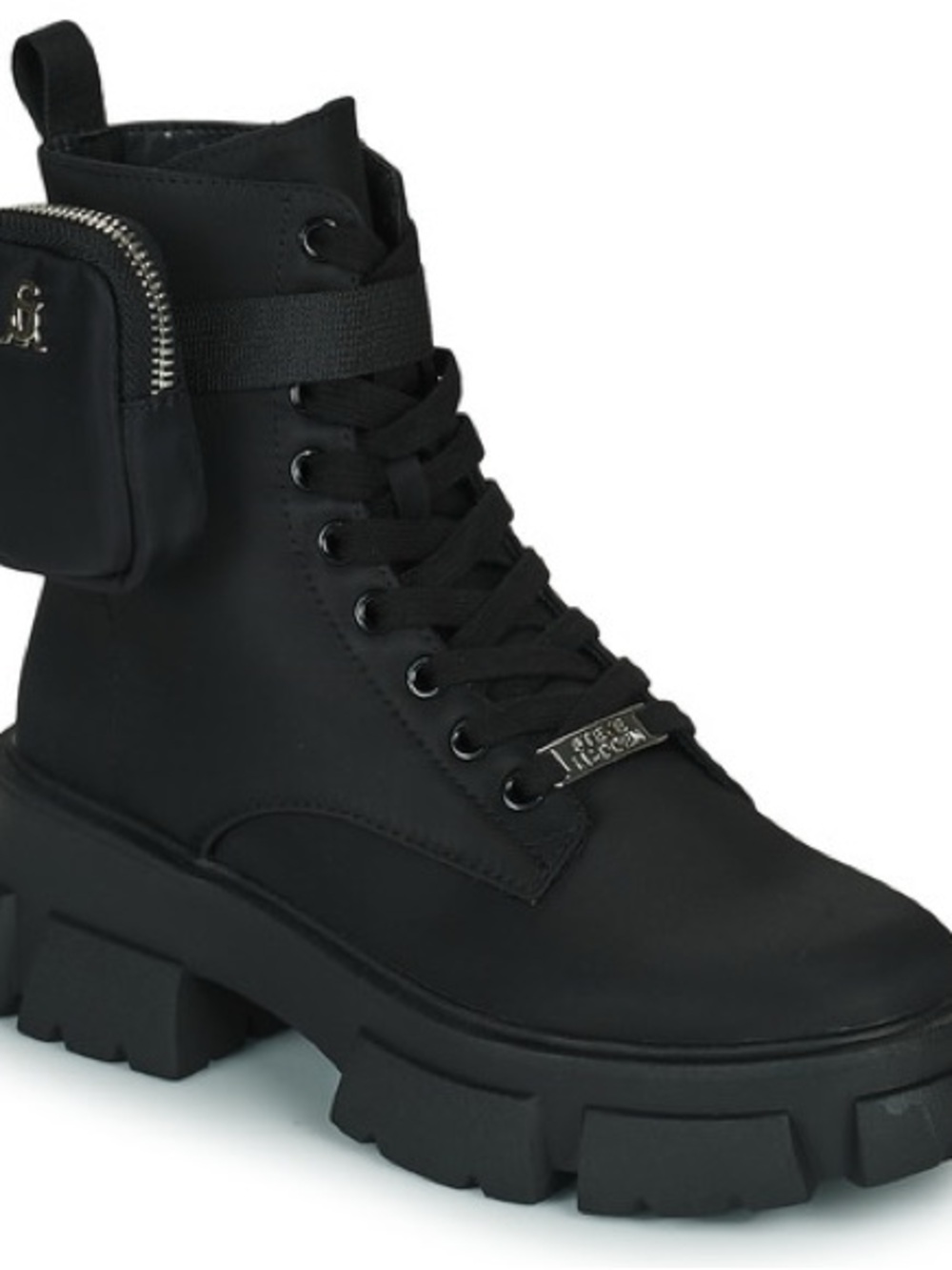 Steve Madden Black Chunky Platform Lace-Up Boots